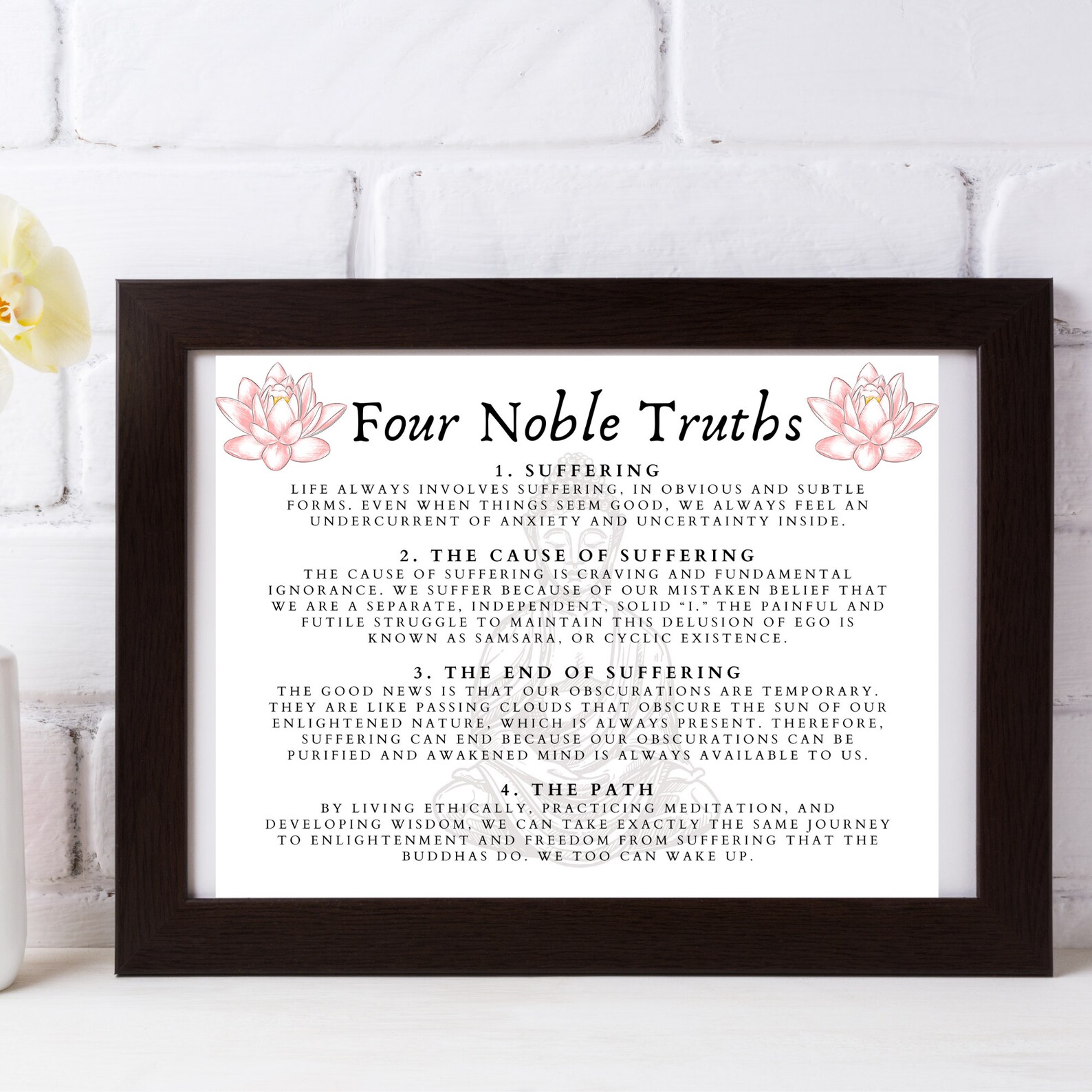 Four Noble Truths Buddhist Art Print, Buddha Quote, - Etsy