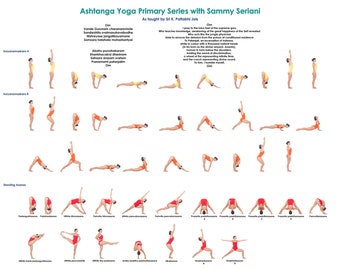 Yoga Ashtanga Primary Series Printable PDF 8.5x11 two-sided