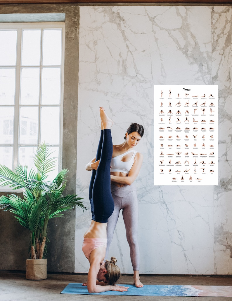 Digital Download Yoga Poses Poster 24x36 Yoga Chart Yoga Pose Etsy