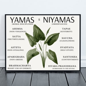 Yama Niyama Print Yoga Wall Art Asthtanga Yoga Poster 8 Limbs of Yoga Home Decor Spiritual Decor Printable Art Instant Download