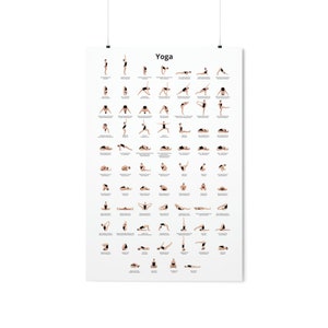 Yoga Poses Poster 24x36 Yoga Chart 75 Yoga Pose Poster Print Wall Art Yoga Poster Fitness Chart Yoga Poses Digital Photography