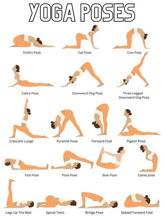Buy Yoga Poster Yoga Printable Chart Downloadable Yoga Poses and Their  Names Digital Files Printable Online in India - Etsy