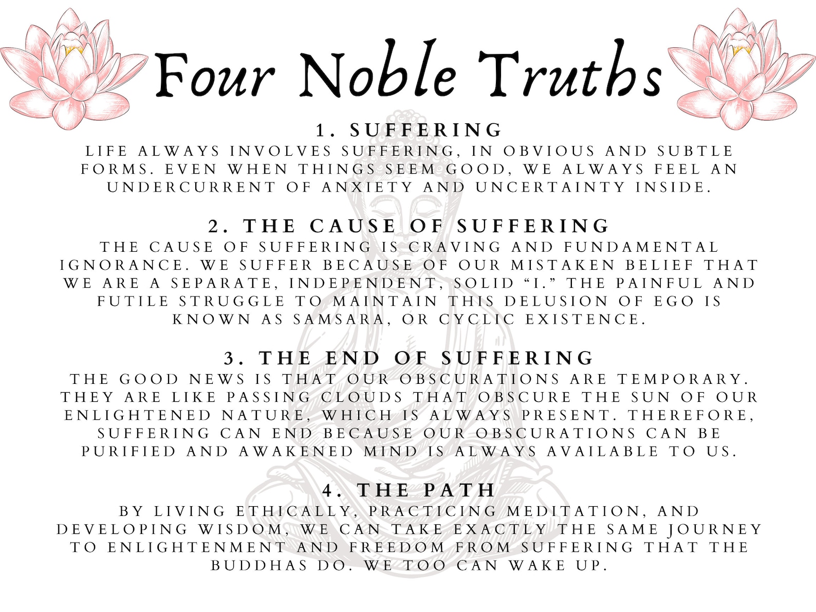 Four Noble Truths Buddhist Art Print Buddha Quote Etsy