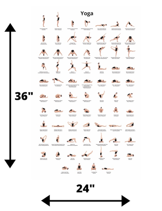 digital download yoga poses poster 24x36 yoga chart yoga pose etsy