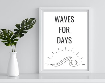Waves For Days-print, boho-strandhuisdecor (digitale download)