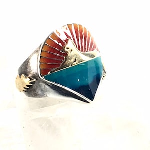 Jerry Garcia Band Cats Under the Stars Grateful Dead Ring Sterling Silver, Gold, Hand Painted