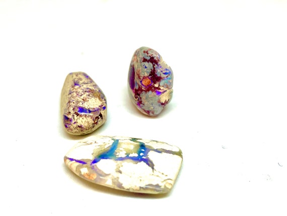 Lot of 3 Australian Opal Semi Rough/Polished Specimen with Stunning Fire 13.3 Grams Collectors/Jeweler’s Quality