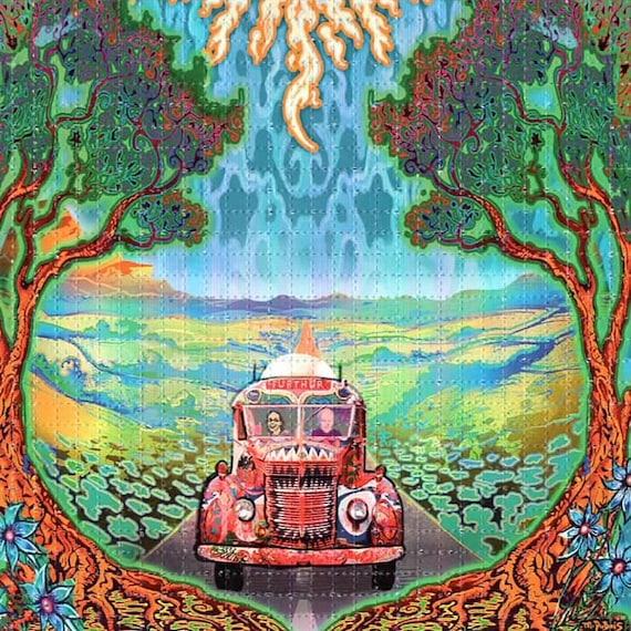 Blotter Art “timothy Leary and Ken Kesey Bus” Signed by Grateful
