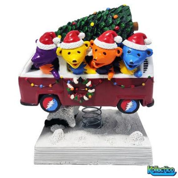 Grateful Dead Dancing Bears Christmas Bobble Bus Volkswagen Collectible Gift Officially Licensed Hand Painted