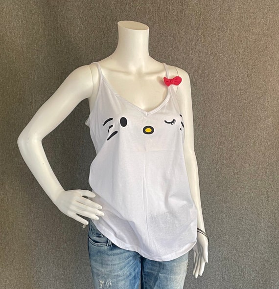 RARE Super Cute Hello Kitty Ladies Tank Top Ladies XL with 3D Bow