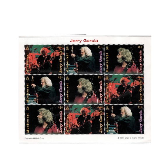 Jerry Garcia Postage Stamps Set Mongolpost 1999 Limited Edition with COA Collector's Item Official Grateful Dead Memorabilia
