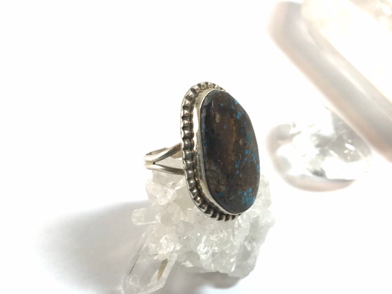 Scott Skeets Navajo Ring Sterling Silver with Kingman Turquoise - Size 7.5