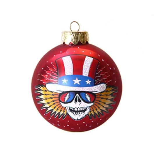 Officially Licensed Grateful Dead Glass Uncle Sam Christmas Ornament Hand Blown and Painted Dead and Company JRAD
