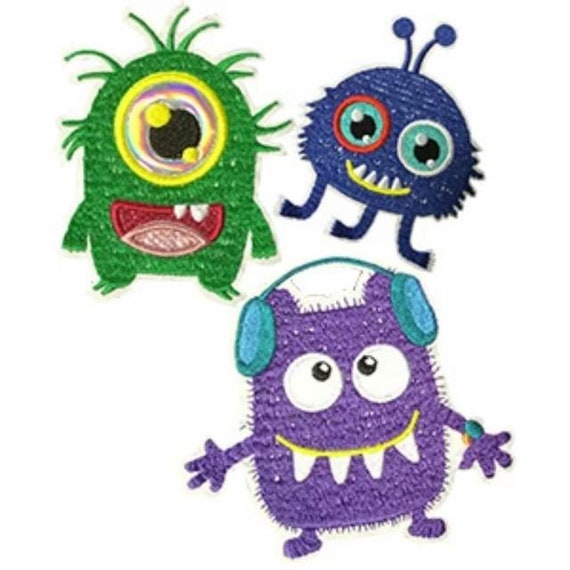 Set Of 3 Monster 3.5x4 Inch Iron On Patch