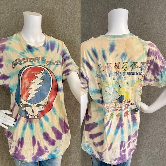 Vintage Grateful Dead Official Steal Your Face Tee T-Shirt Summer 1992 Single Stitch Tie Dye Size XL