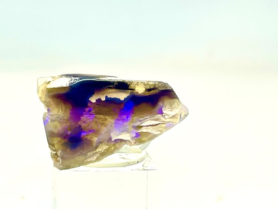 Stunning Australian Opal, Clear with Brilliant Blue and Purple Fire Semi Rough/Polished Specimen 2.5 Grams Collectors/Jeweler’s Quality