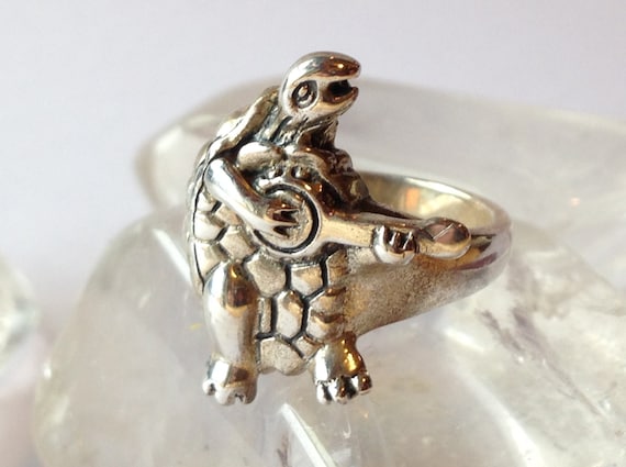 Sterling Silver Grateful Dead Terrapin Station Turtle Playing Banjo Ring HAND CAST