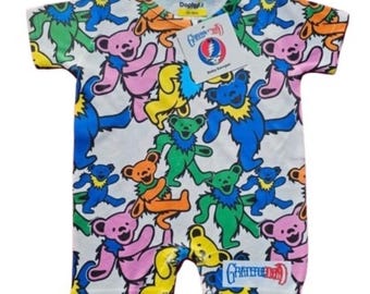 Mono de bebé de Grateful Dead con licencia oficial, diseño de osos bailarines en espiral, para bebés y niños pequeños, extra suave, ropa para bebés de 6 a 12 meses