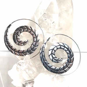 Swirling Leaf/Feather Earrings Bali Silver Style image 3