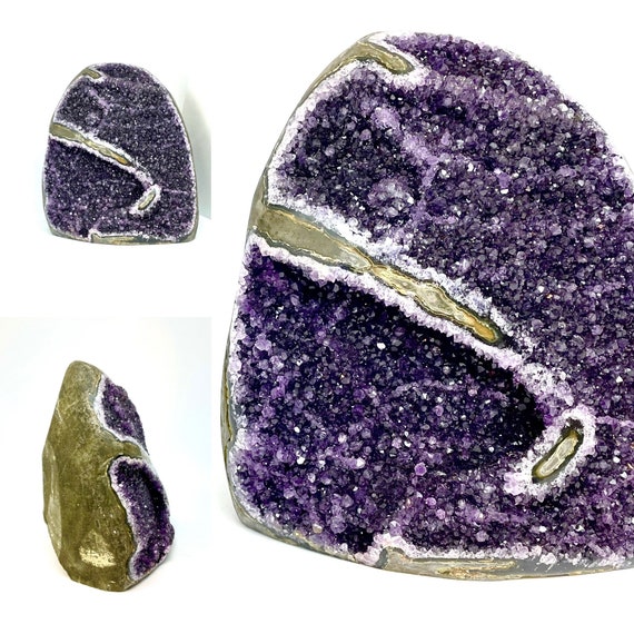 Stunning Uruguayan Amethyst Geode/Cathedral Gourd Shaped Chunk Dark Smokey Purple 3+ Pounds/Lbs 7.5” Tall Quartz Citrine Gems Minerals Rocks