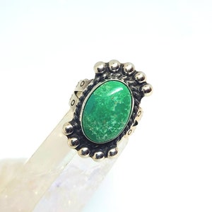 Sterling Silver Ring ft. Turquoise Cabochon Size 5 image 1