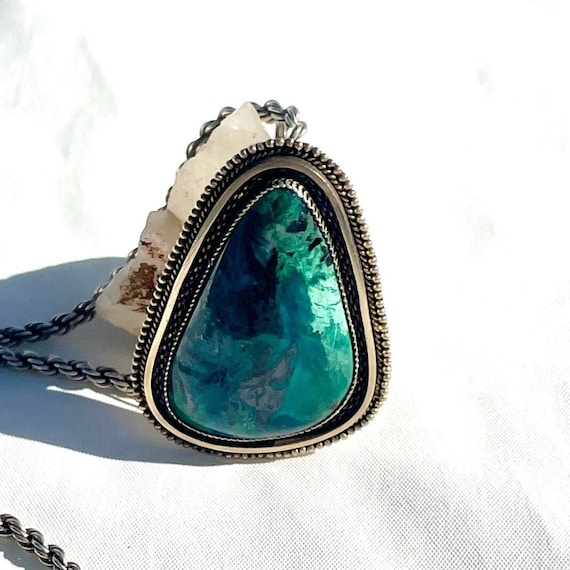 Rare Antique/Vintage Hand Made Sterling Silver and Azurite Pin Pendant Combo for Necklace /Lapel. One of a kind Native American Southwest