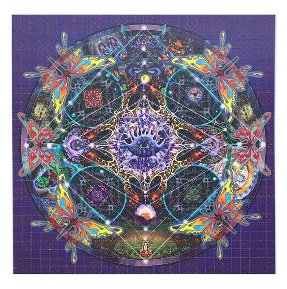 Blotter Art “AT 40” signed by Grateful Dead artist Mike Dubois. LSD, 1960s, Psychedelic Hippie Culture Art Tree of Life Trippy