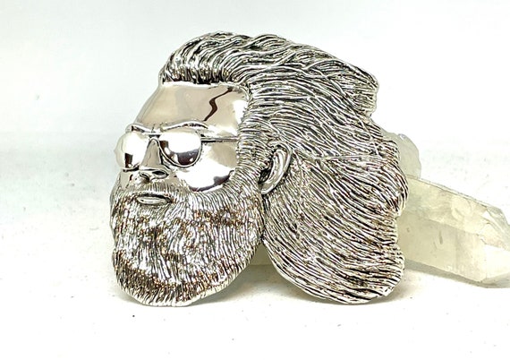 Jerry Garcia's Face Pin Pendant Combo Sterling Silver Hand Cast!  JGB GD Dead JGB, Jerry Garcia Band, Deadhead Jewelry Furthur Phish
