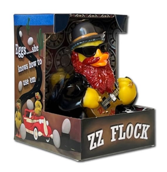 ZZ Flock Rubber Ducky Collectible Bath Toy for Kids / Adults