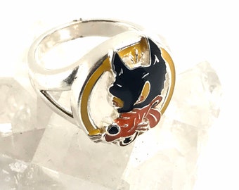 Jerry Garcia's Dire Wolf Guitar (Doug Irwin) Ring Sterling Silver Grateful Dead