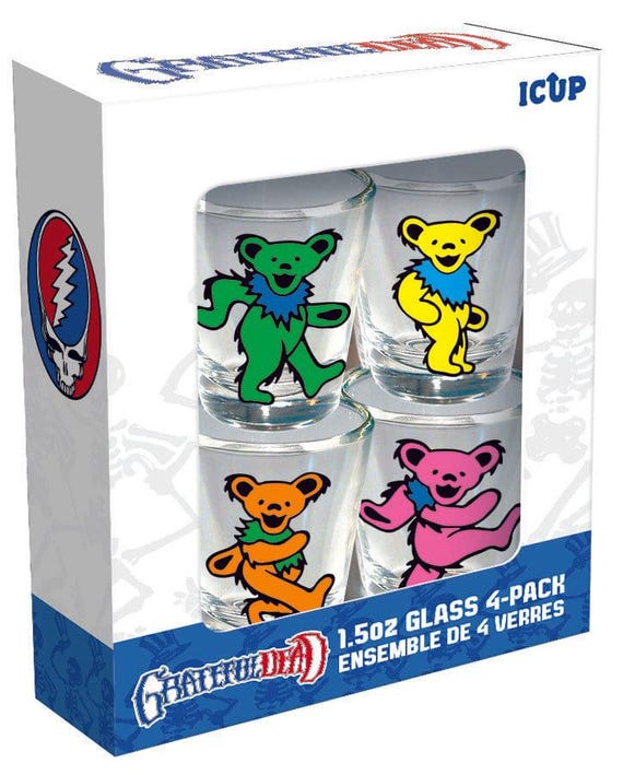 Collectible Grateful Dead Shot Glasses 4-Pack Officially Licensed Dead and Company