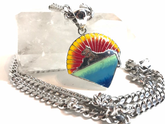 Jerry Garcia Band Cats Down Under the Stars Pendant.  Sterling Silver, Hand Cast, Hand Painted. Deadhead Jewelry/Shakedown Bling