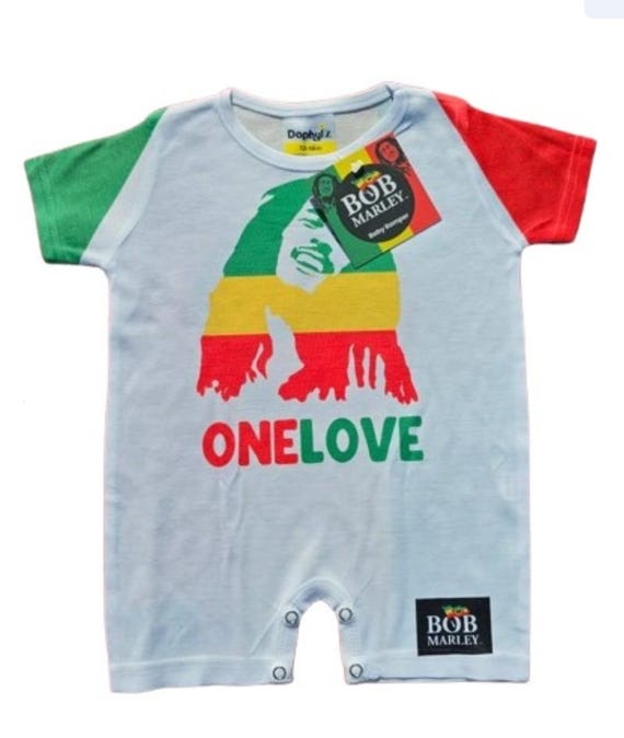 Officially Licensed Bob Marley Onesie Romper, Beautiful Day Design, Infant and Toddler, Extra Soft, Baby Clothes 12-18 months