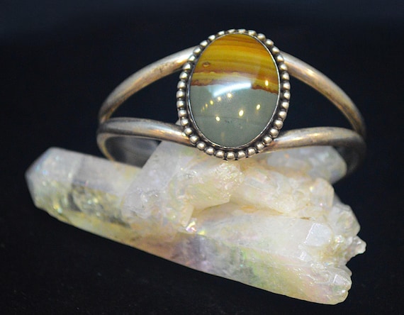 Vintage Picture Jasper Cuff Bracelet in Sterling Silver