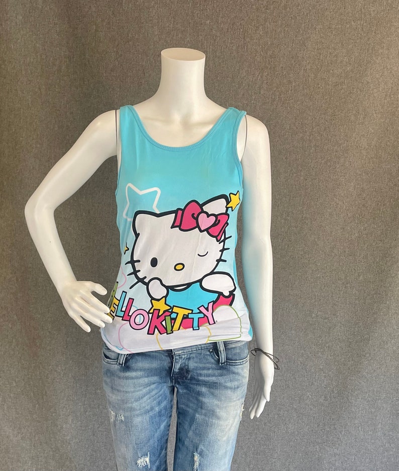 RARE Super Cute Hello Kitty Ladies Tank Top L Blue With Flying - Etsy