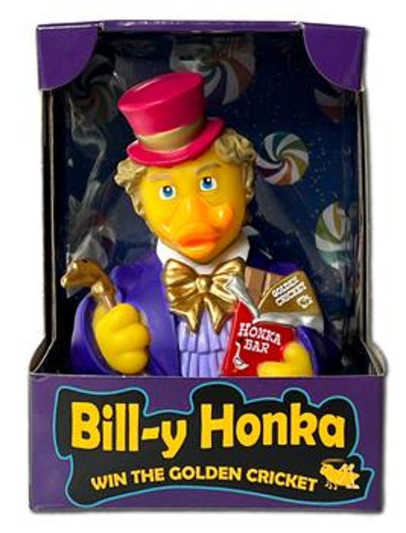 Bill-y Honka Rubber Ducky Collectible Bath Toy for Kids / Adults