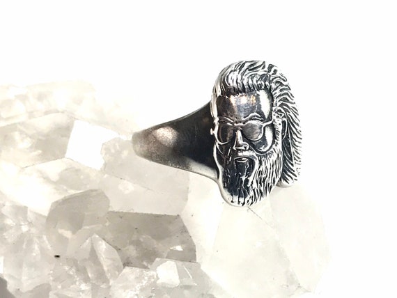 Jerry Garcia Face Ring Sterling Silver Hand Cast Hand Painted!  Grateful Dead, JGB, Jerry Garcia Band, Deadhead Jewelry!