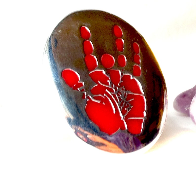 Hand Print. Pin Jerry Garcia Handprint Pin Pendant Combo Red Sterling Silver Hand Cast ...