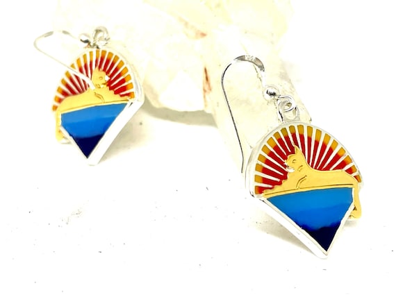 Cats Down Under the Stars Drop Earrings Jerry Garcia Band JGB GD Dead Phish