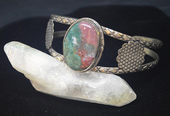 Vintage Bloodstone Cuff Bracelet in Sterling Silver