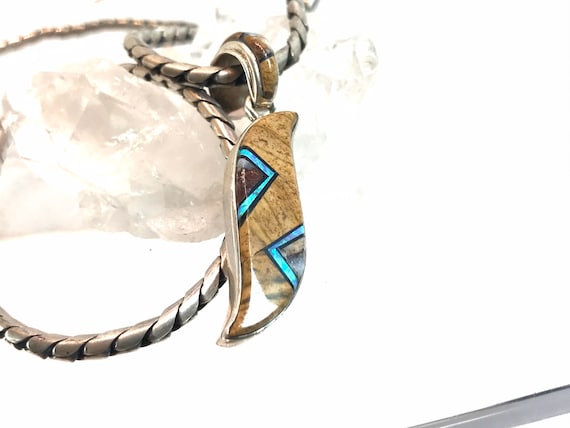 Billy Long Navajo Silver Inlay Pendant Vintage/One of a Kind