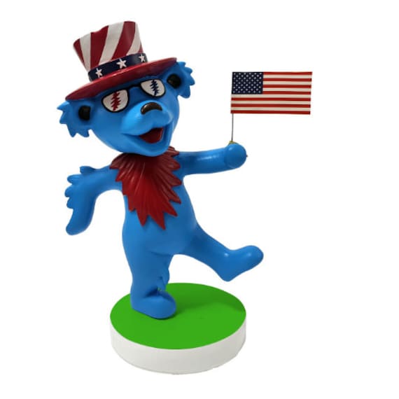 Officially Licensed Grateful Dead Dancing 4th of July Bear Hand Painted Bobblehead Collectible Limited Edition