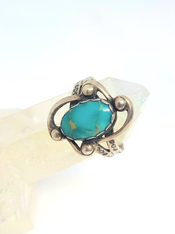 Sterling Silver Ring ft. Turquoise Cabochon Size 7.25
