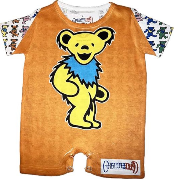 Officially Licensed Grateful Dead Baby Romper Dancing Bears Design, Infant and Toddler, Extra Soft, Baby Clothes 12-18 months