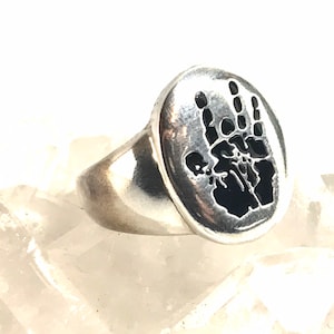 Jerry Garcia Handprint Ring Sterling Silver Hand Cast Hand Painted!  Grateful Dead, JGB, Jerry Garcia Band, Deadhead Jewelry!