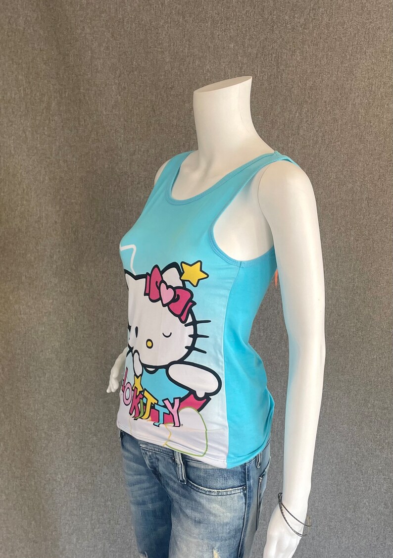 RARE Super Cute Hello Kitty Ladies Tank Top L Blue With Flying - Etsy