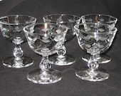 Vintage Vienna crystal tall sherbet glasses by Libbey Glass, set of 5 discontinued 3003 FREE SHIPPING