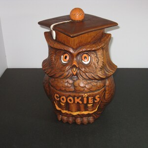 Vintage Treasure Craft ceramic Wise Owl Cookie Jar 1960&#39;s collectible, replacement, gifts