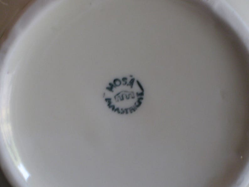 Vintage Mosa Maastricht porcelain china sugar bowl rose pattern with gold trim