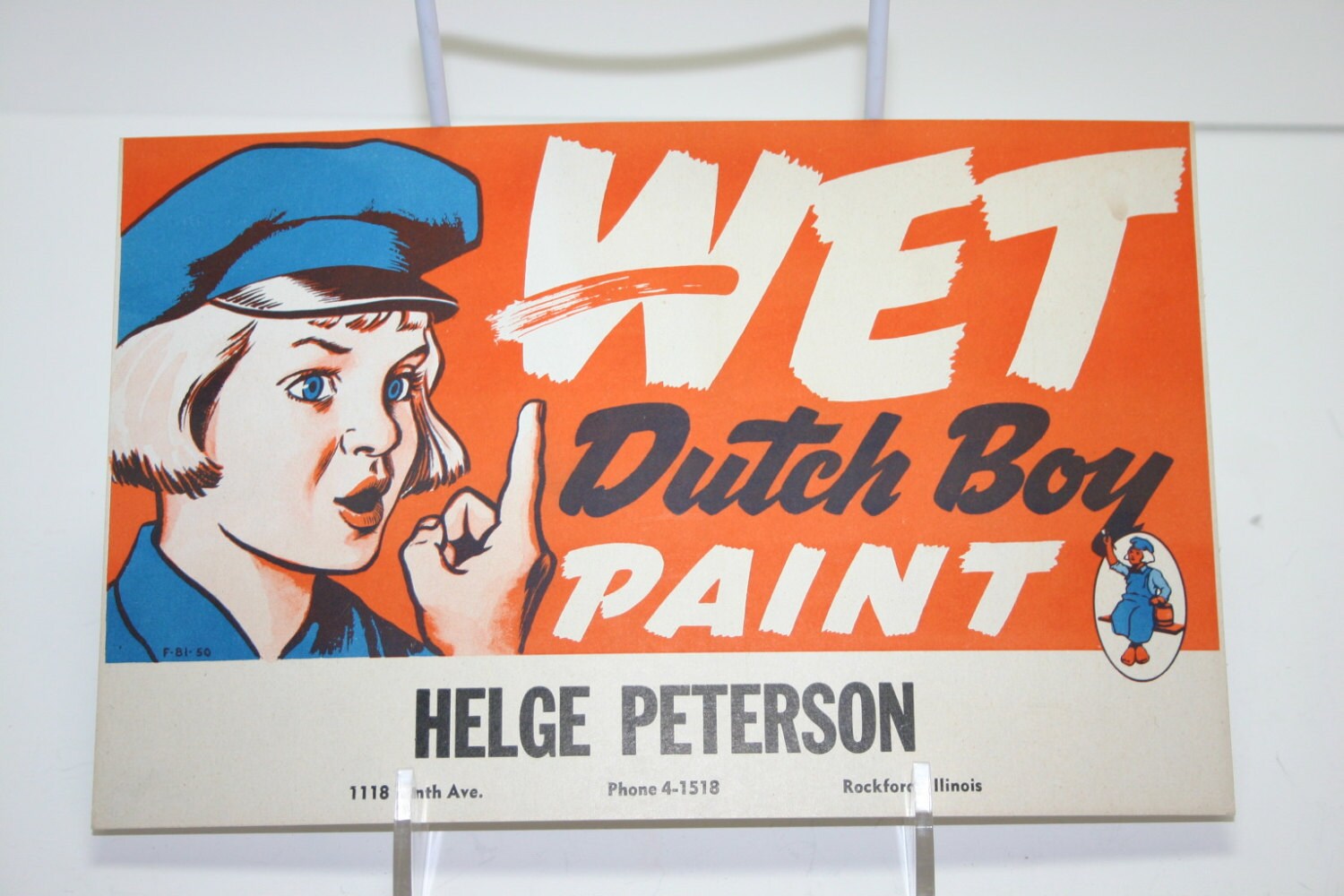 Vintage Unused Cardstock Advertising Sign for Dutch Boy